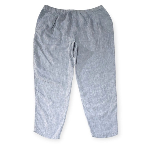 Eileen Fisher‎ Petite Organic Linen Crop Pants Pale Blue Chambray PL - Picture 3 of 11